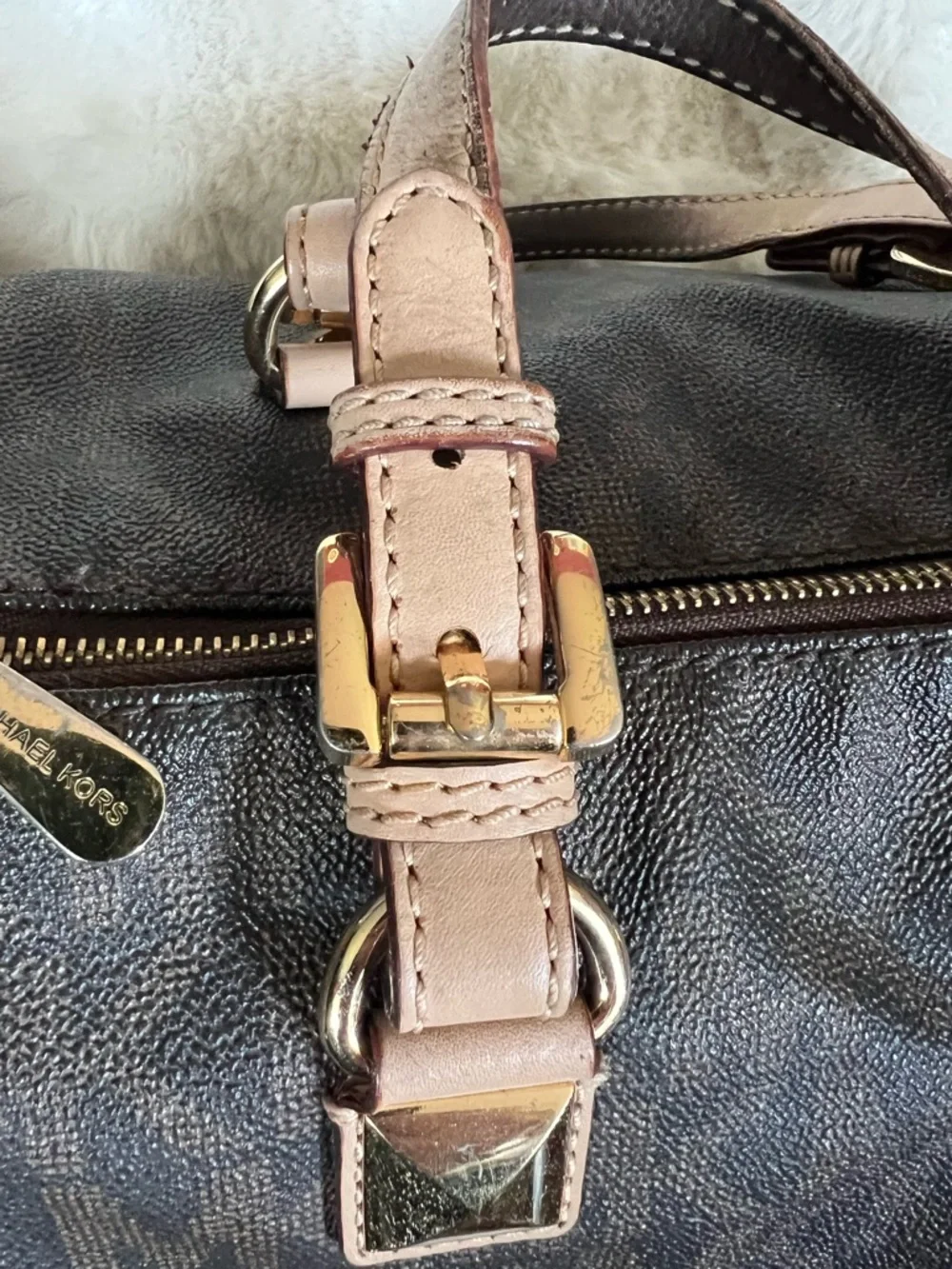 Michael Kors Brown Monogram Grayson Satchel with Gold Hardware vintage - Picture 4 of 16